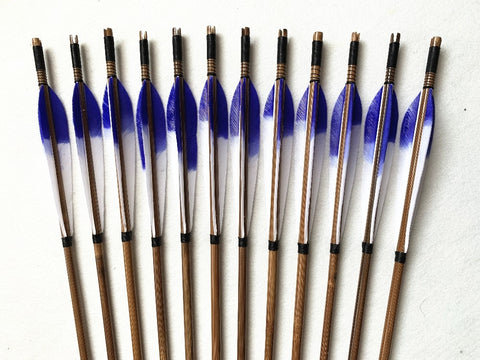 12 pieces Handmade Bamboo Arrows Turkey Feather 28-34''